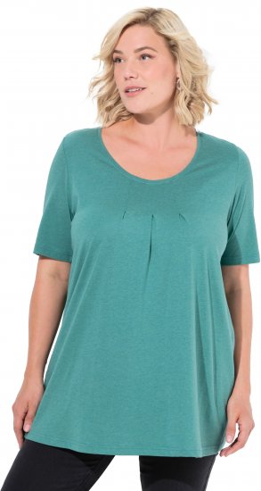 Ulla Popken Essential Front Pleat Tee Green - Μπλουζάκια - 