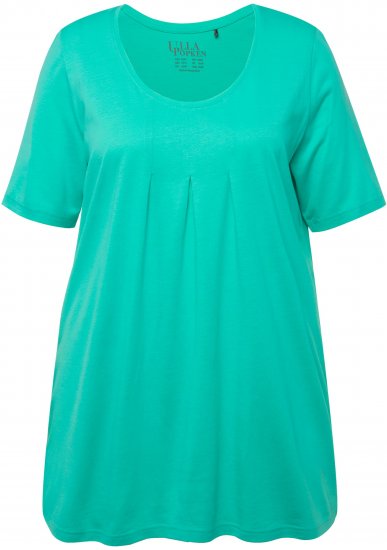 Ulla Popken Essential Front Pleat Tee Turquoise Green - Μπλουζάκια - 