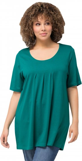 Ulla Popken Essential Front Pleat Tee Dark Emerald - Μπλουζάκια - 