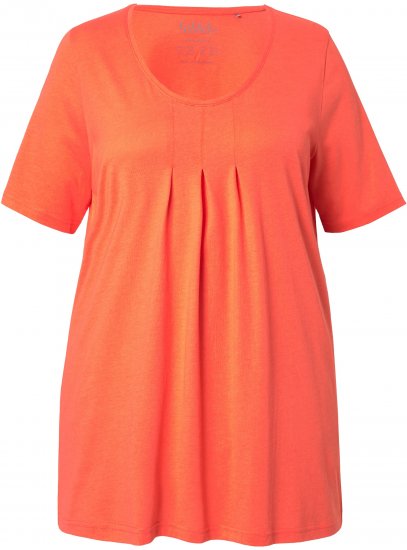 Ulla Popken Essential Front Pleat Tee Pink Coral - Μπλουζάκια - 