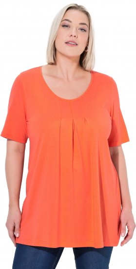 Ulla Popken Essential Front Pleat Tee Pink Coral - Μπλουζάκια - 