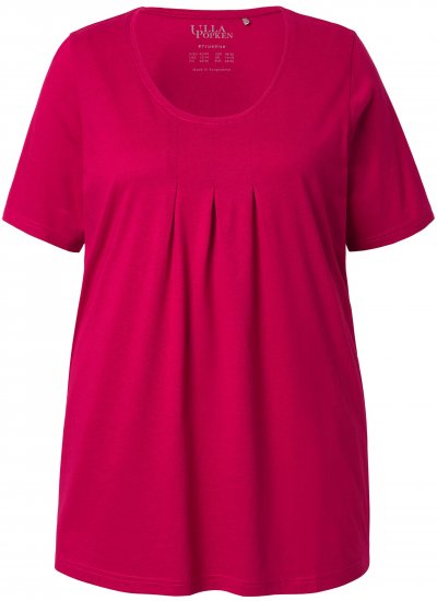 Ulla Popken Essential Front Pleat Tee Dark Raspberry - Μπλουζάκια - 