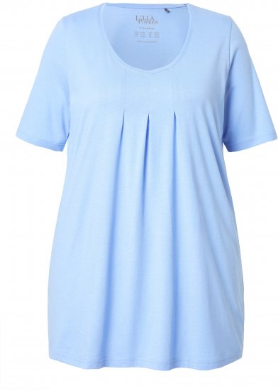 Ulla Popken Essential Front Pleat Tee Light Blue - Μπλουζάκια - 