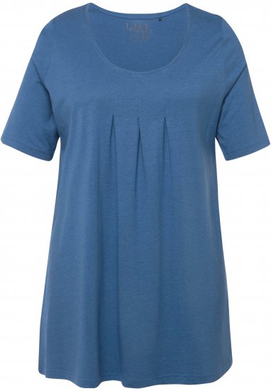 Ulla Popken Essential Front Pleat Tee Denim Blue - Μπλουζάκια - 