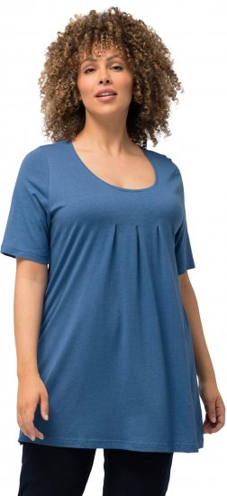 Ulla Popken Essential Front Pleat Tee Denim Blue - Μπλουζάκια - 