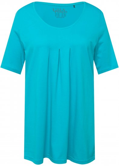 Ulla Popken Essential Front Pleat Tee Deep Aqua - Μπλουζάκια - 