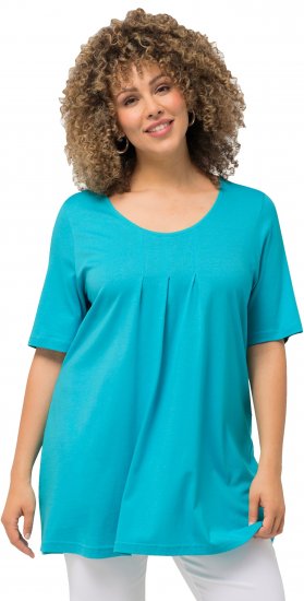 Ulla Popken Essential Front Pleat Tee Deep Aqua - Μπλουζάκια - 
