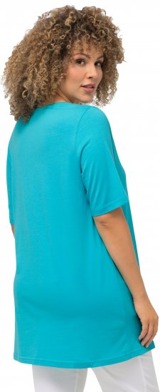 Ulla Popken Essential Front Pleat Tee Deep Aqua - Μπλουζάκια - 