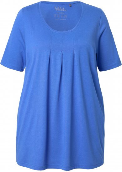 Ulla Popken Essential Front Pleat Tee Peacock Blue - Μπλουζάκια - 