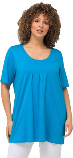 Ulla Popken Essential Front Pleat Tee Sapphire Blue - Μπλουζάκια - 