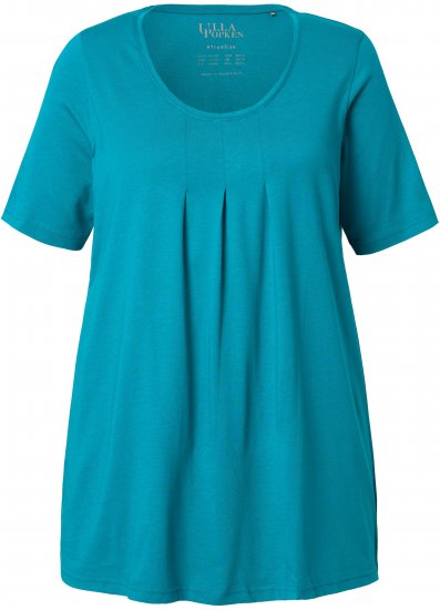 Ulla Popken Essential Front Pleat Tee Teal - Μπλουζάκια - 