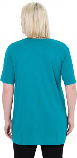 Ulla Popken Essential Front Pleat Tee Teal - Μπλουζάκια - 