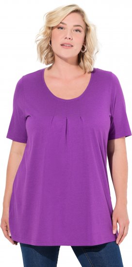 Ulla Popken Essential Front Pleat Tee Purple - Μπλουζάκια - 
