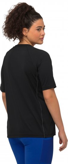 Ulla Popken Piping Accent Functional UVP 50+ Stretch Knit Top Black - Μπλουζάκια - 
