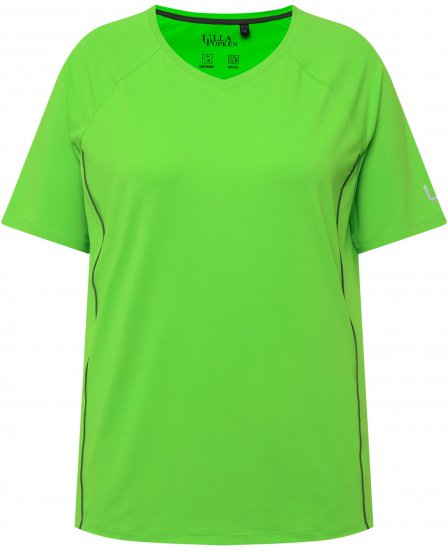 Ulla Popken Piping Accent Functional UVP 50+ Stretch Knit Top Light Green - Μπλουζάκια - 