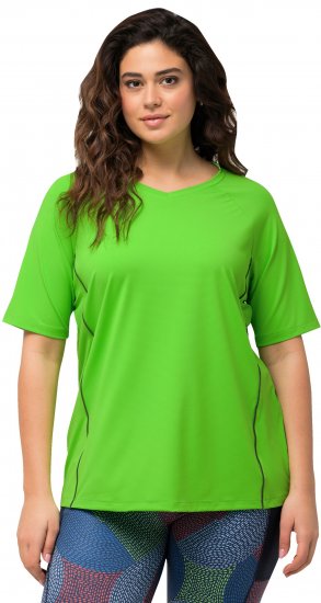 Ulla Popken Piping Accent Functional UVP 50+ Stretch Knit Top Light Green - Μπλουζάκια - 