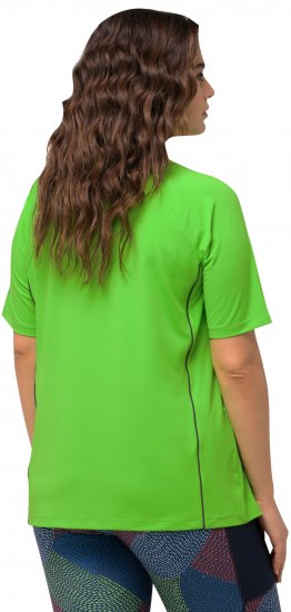 Ulla Popken Piping Accent Functional UVP 50+ Stretch Knit Top Light Green - Μπλουζάκια - 