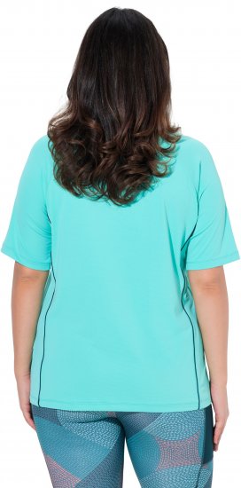 Ulla Popken Piping Accent Functional UVP 50+ Stretch Knit Top Aqua Green - Μπλουζάκια - 
