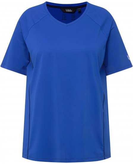 Ulla Popken Piping Accent Functional UVP 50+ Stretch Knit Top Royal Blue - Μπλουζάκια - 