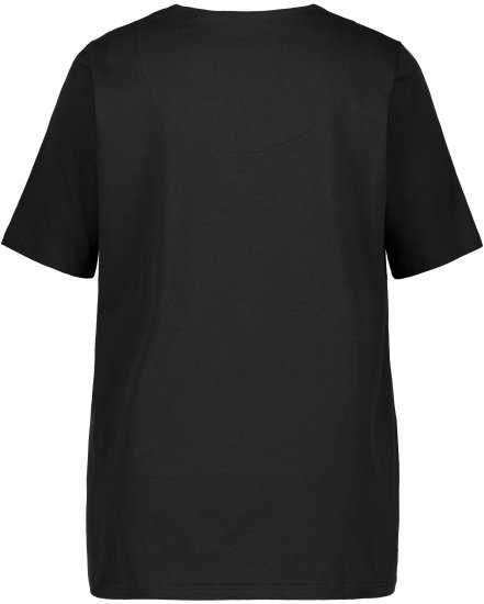 Ulla Popken Essential Notch Neck Stretch Tee Black - Μπλουζάκια - 