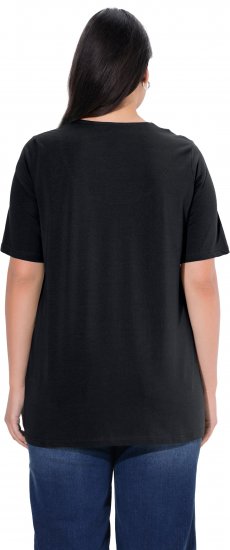 Ulla Popken Essential Notch Neck Stretch Tee Black - Μπλουζάκια - 