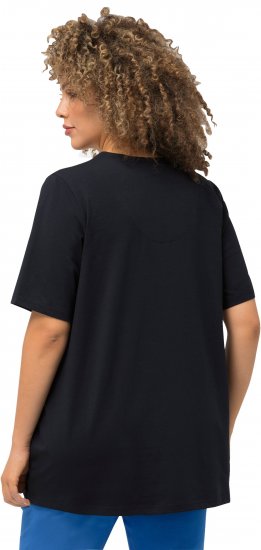 Ulla Popken Essential Notch Neck Stretch Tee Navy Blue - Μπλουζάκια - 