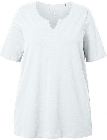 Ulla Popken Essential Notch Neck Stretch Tee Snow White - Μπλουζάκια - 