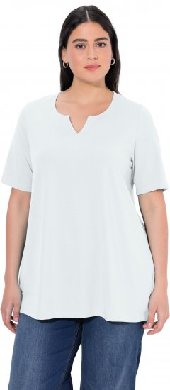 Ulla Popken Essential Notch Neck Stretch Tee Snow White - Μπλουζάκια - 