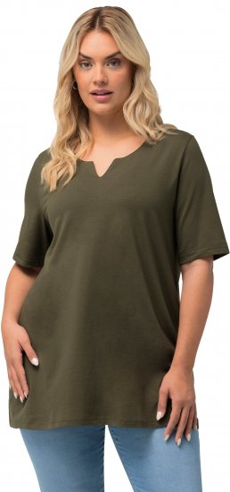 Ulla Popken Essential Notch Neck Stretch Tee Forest Green - Μπλουζάκια - 