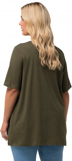 Ulla Popken Essential Notch Neck Stretch Tee Forest Green - Μπλουζάκια - 