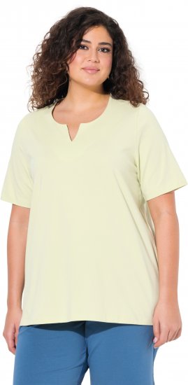 Ulla Popken Essential Notch Neck Stretch Tee Pistachio - Μπλουζάκια - 