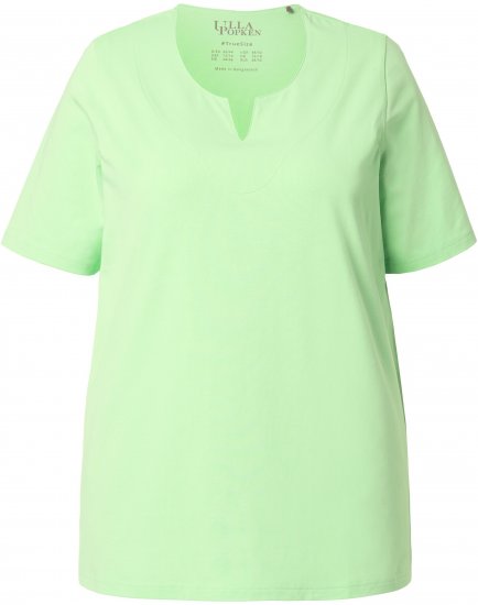 Ulla Popken Essential Notch Neck Stretch Tee Light Green - Μπλουζάκια - 