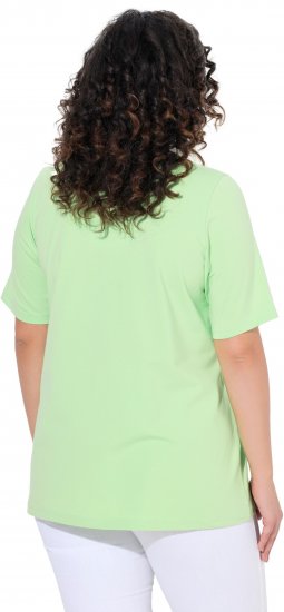 Ulla Popken Essential Notch Neck Stretch Tee Light Green - Μπλουζάκια - 