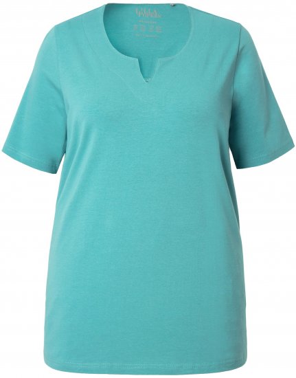 Ulla Popken Essential Notch Neck Stretch Tee Pale Green - Μπλουζάκια - 