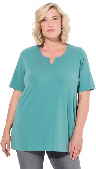 Ulla Popken Essential Notch Neck Stretch Tee Pale Green - Μπλουζάκια - 
