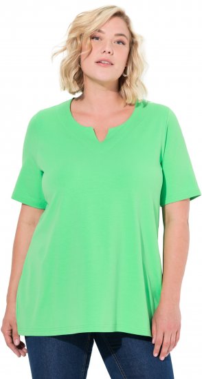 Ulla Popken Essential Notch Neck Stretch Tee Mint Green - Μπλουζάκια - 