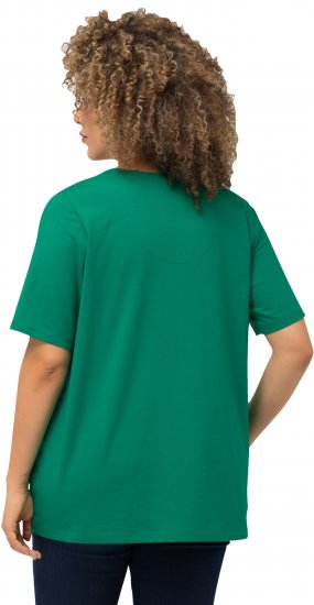 Ulla Popken Essential Notch Neck Stretch Tee Emerald Green - Μπλουζάκια - 