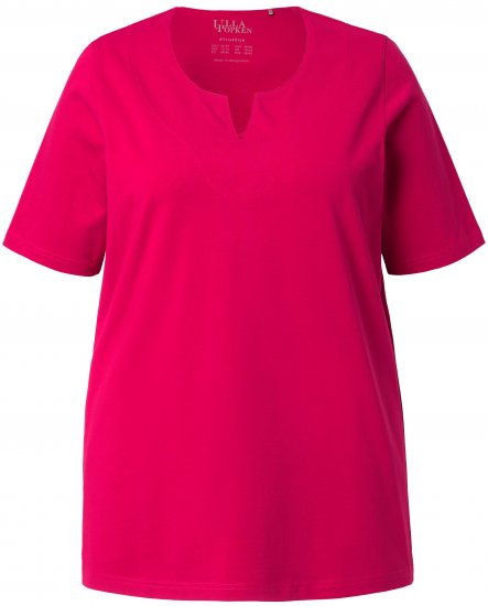 Ulla Popken Essential Notch Neck Stretch Tee Dark Raspberry - Μπλουζάκια - 