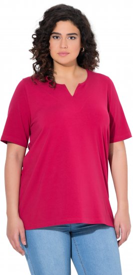 Ulla Popken Essential Notch Neck Stretch Tee Dark Raspberry - Μπλουζάκια - 