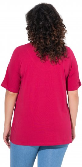 Ulla Popken Essential Notch Neck Stretch Tee Dark Raspberry - Μπλουζάκια - 