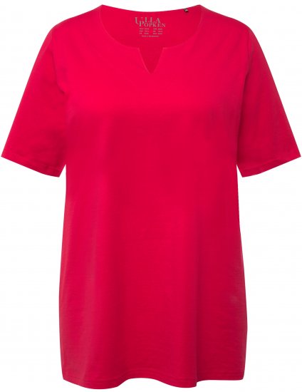 Ulla Popken Essential Notch Neck Stretch Tee Red - Μπλουζάκια - 