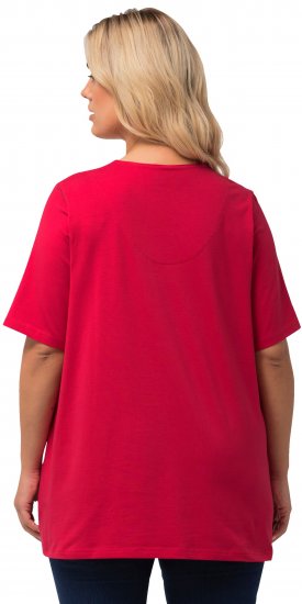 Ulla Popken Essential Notch Neck Stretch Tee Red - Μπλουζάκια - 