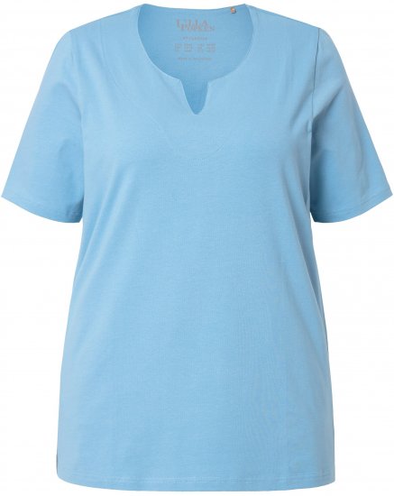 Ulla Popken Essential Notch Neck Stretch Tee Light Teal - Μπλουζάκια - 