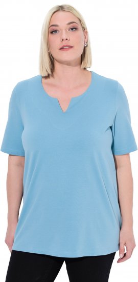 Ulla Popken Essential Notch Neck Stretch Tee Light Teal - Μπλουζάκια - 