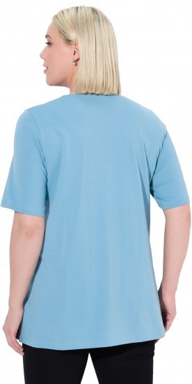 Ulla Popken Essential Notch Neck Stretch Tee Light Teal - Μπλουζάκια - 
