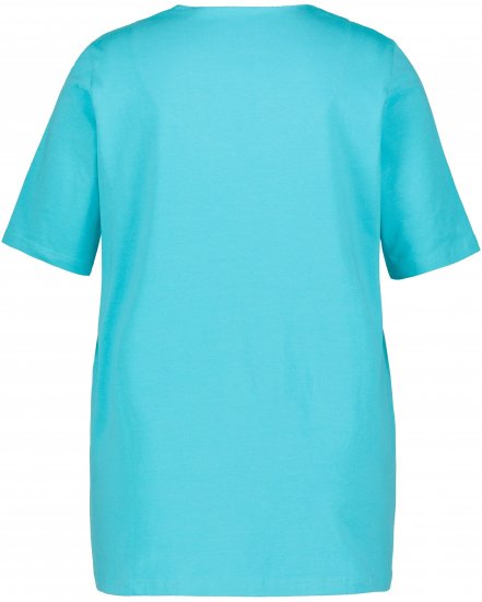 Ulla Popken Essential Notch Neck Stretch Tee Deep Aqua - Μπλουζάκια - 