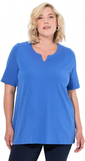 Ulla Popken Essential Notch Neck Stretch Tee Peacock Blue - Μπλουζάκια - 