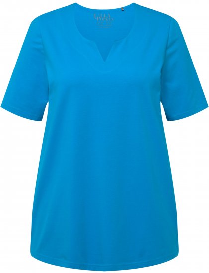 Ulla Popken Essential Notch Neck Stretch Tee Sapphire Blue - Μπλουζάκια - 