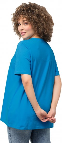 Ulla Popken Essential Notch Neck Stretch Tee Sapphire Blue - Μπλουζάκια - 