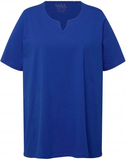 Ulla Popken Essential Notch Neck Stretch Tee Cobalt Blue - Μπλουζάκια - 